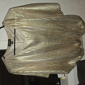 Gold Metallic Pleated Top